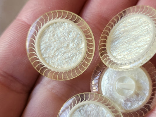 Lot 6 boutons vintage coeur blanc satiné nacré pied 2,2 cm ref 801