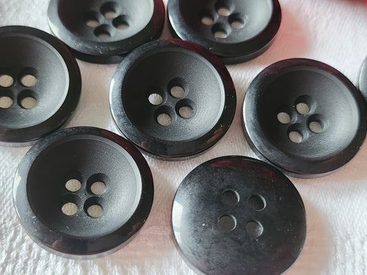 Lot 8 gros boutons vintage noir coeur mat bord lumineux 2,4 cm ref 3053
