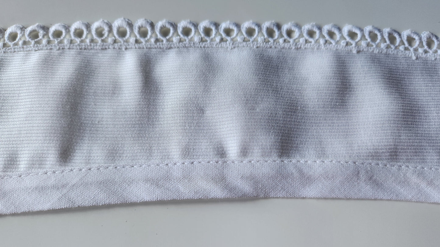 Ancien  col tissu blanc tramée  dentelle  vintage  B1-41
