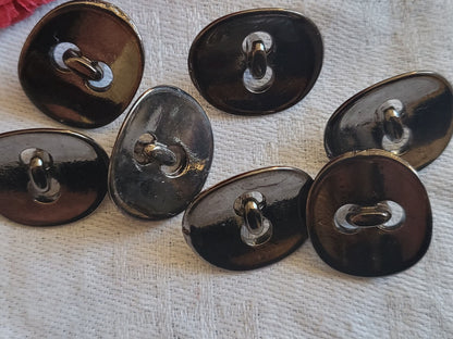 Lot 7 Boutons en métal effet hématite ovale pied 1,6 cm sur 2 cm ref 1522