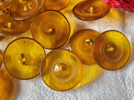 Lot 5 boutons anciens marron/ miel  transparents pied métal 1,9 cm ref 2946