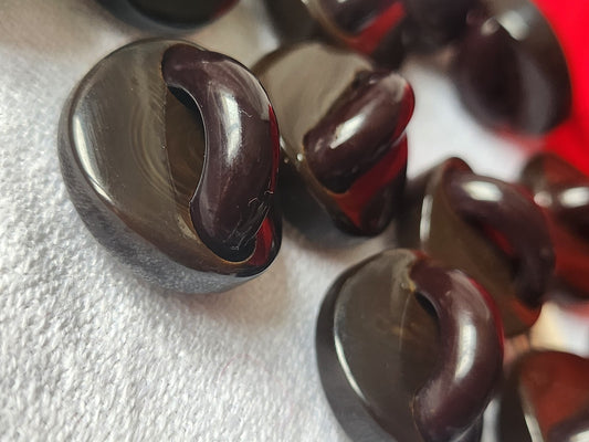 Lot  6 superbes boutons vintage marron à anse pied 2,2 cm ref 3045 originaux