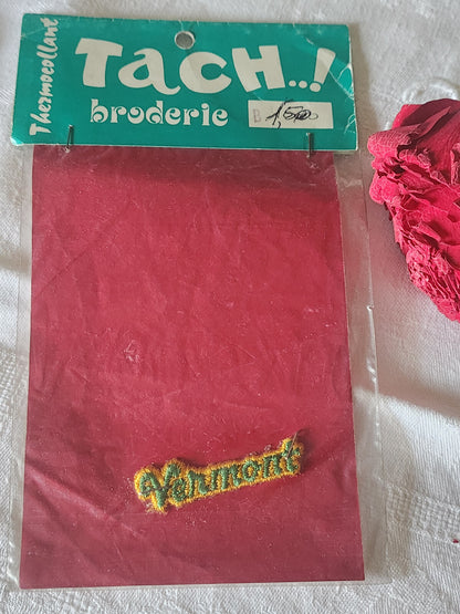 Ancien patch vintage thermocollant "vermont" broderie customisation
