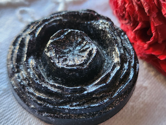Énorme bouton ancien en résine  noir gris vintage épais 3,9 cm ref 0044