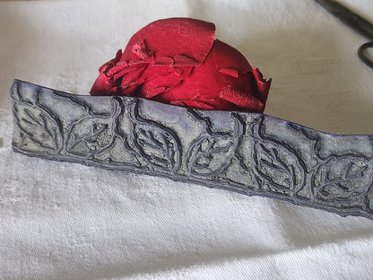 Tampon ancien sans support frise idéal broderie collection feuille long n°4