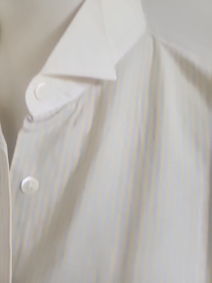 Pur vintage jolie chemise ancienne rayé jaune bleu 38? ref portant