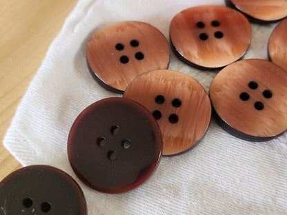 Lot 8 gros boutons vintage marron bord noir 2,8 cm 28 mm  ref 6404