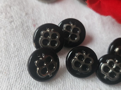 Lot 6 boutons anciens en verre argenté vintage 1,3 cm ref 2138