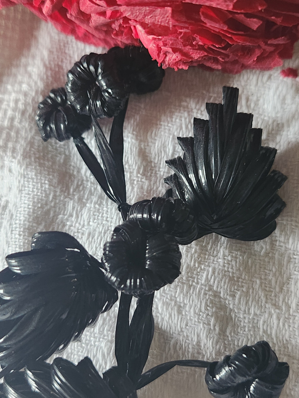 Petit bouquet ancien noir original fait main modiste chapeau vintage T0-25