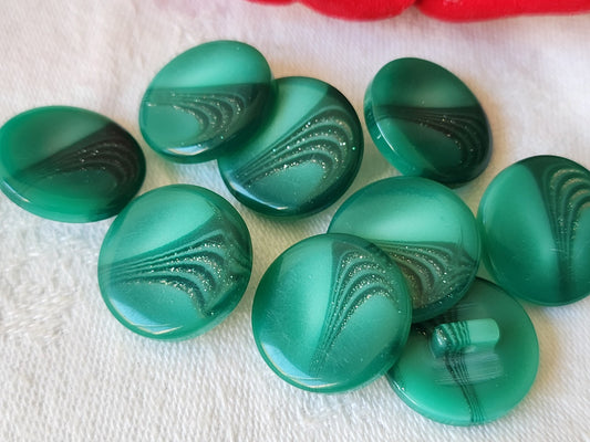 Lot 9  boutons vintage vert paillette 1,8 cm ref 2043