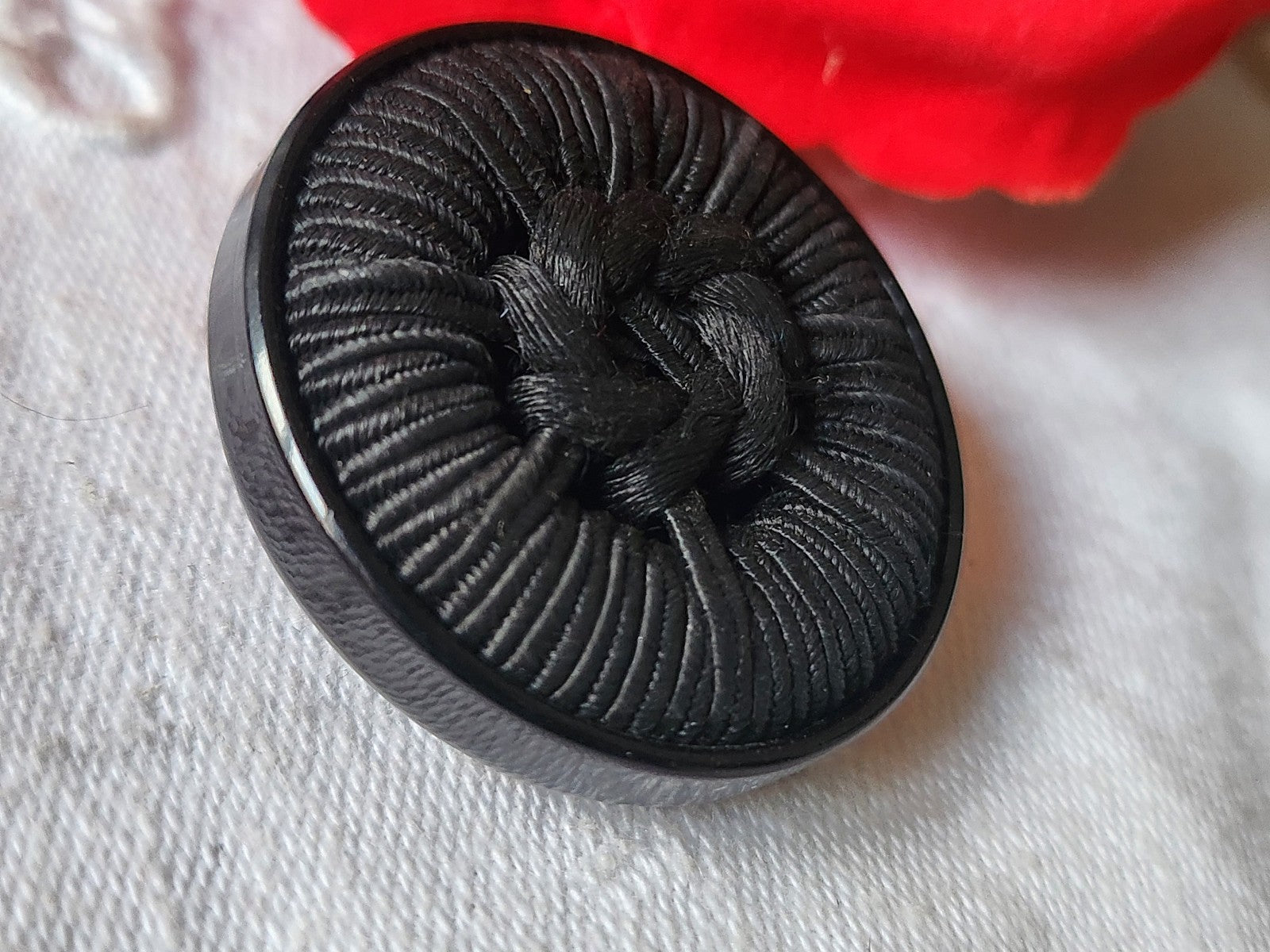 Collection gros  bouton vintage passementerie noir pied créateur 3,5 cm D13J