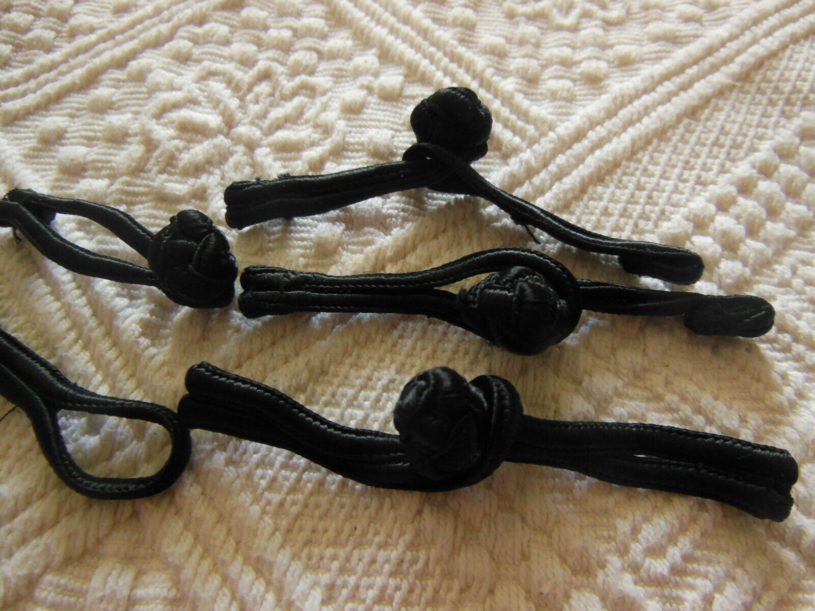 Lot 3 fermoirs brandebourgs noir tissu couture création bijoux sac pochette T17