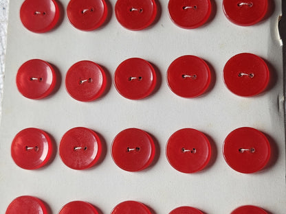 Plaque lot de 25 boutons vintage rouge 1,7 cm trous