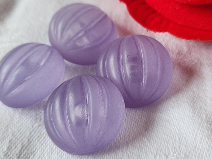 Lot 4 gros boutons vintage violet bord mat bombé pied 2,3 cm ref 3556