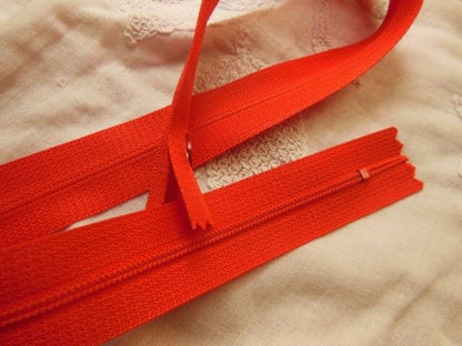 Grande fermeture éclair 50 cm rouge orangé  non- séparable  robe A26