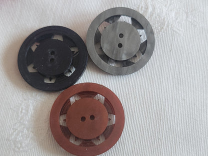 Trio boutons vintage gros découpis ajouré à trous 2,7 cm D15H