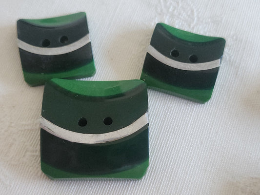Collection trio boutons anciens bicolore vert metal 2,7 et  2 cm D17B