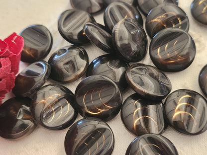 Lot 6  boutons vintage marron inclusion  pied 1,7 cm manteaux ref 255