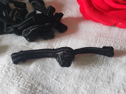 Lot 3 fermoirs brandebourgs noir tissu couture création bijoux sac pochette T3