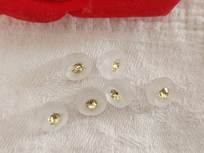 Lot 6 minuscules bouton en verre noir strass jaune vintage 0,7/08 cm ref 6360