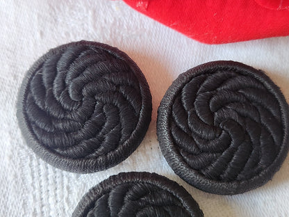 Trio boutons vintage en passementerie noir 2,9 cm ref 4900