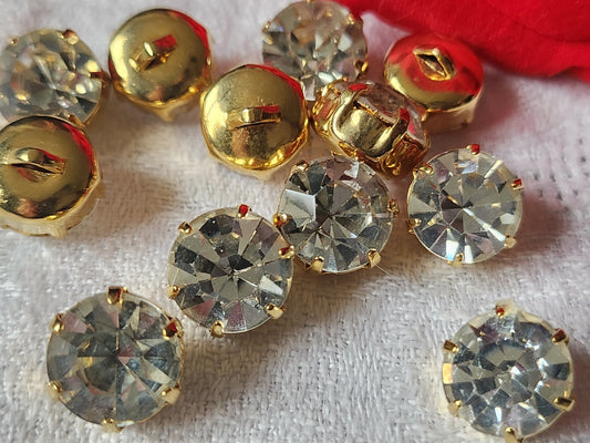 Lot 5 boutons vintage avec strass en verre metal effet grelot 1,1 cm ref 628