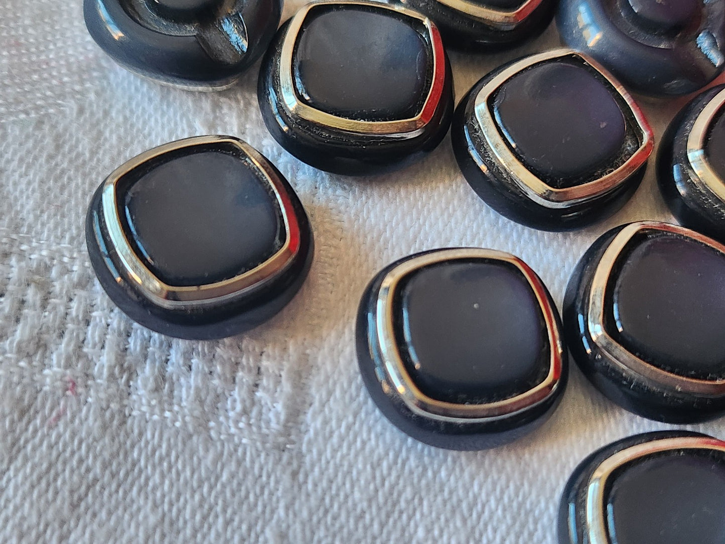 Lot 10 boutons vintage bleu argenté pied 1,5 cm ref 2497