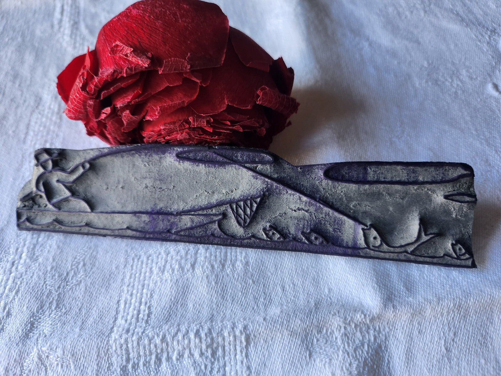 Tampon ancien sans support frise broderie collection pêche  n°42