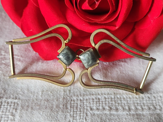 Boucle de ceinture ancienne vintage metal gris en deux parties