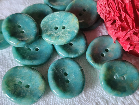 Lot 9 boutons vintage turquoise bleu moucheté ovale  1,7 sur 1,9 cm ref 3235