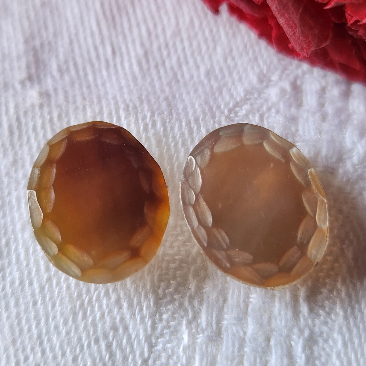 Collection duo boutons vintage en nacre 1,2 sur 1,5 à pied G8B