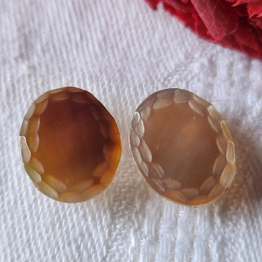 Collection duo boutons vintage en nacre 1,2 sur 1,5 à pied G8B