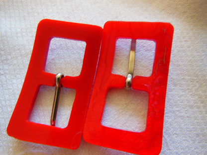 Duo boucles de ceinture vintage rouge rectangulaire ME2AA 