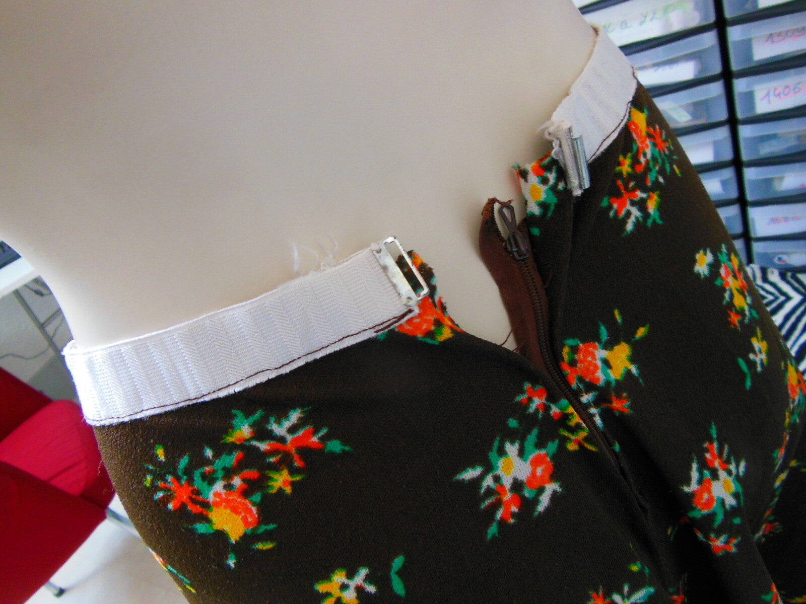 Pur vintage longue jupe bandeau cravate ancien taille 36/38 à remanier B4