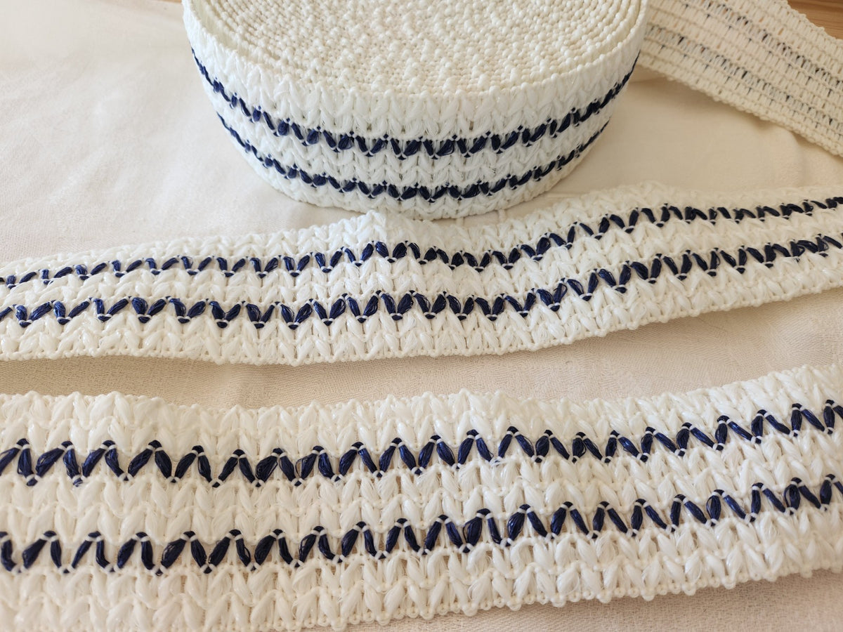 Rouleau large élastique galon vintage pour chapeau  13 mètres sur 6,1 cm B7