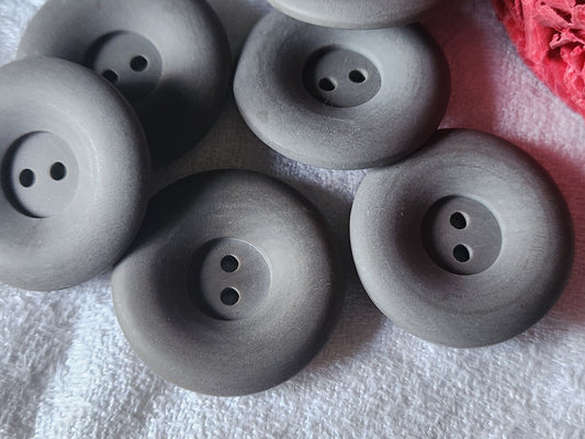 Lot 6 gros boutons vintage gris mat veste trous 3 cm ou 30 mm ref 5884