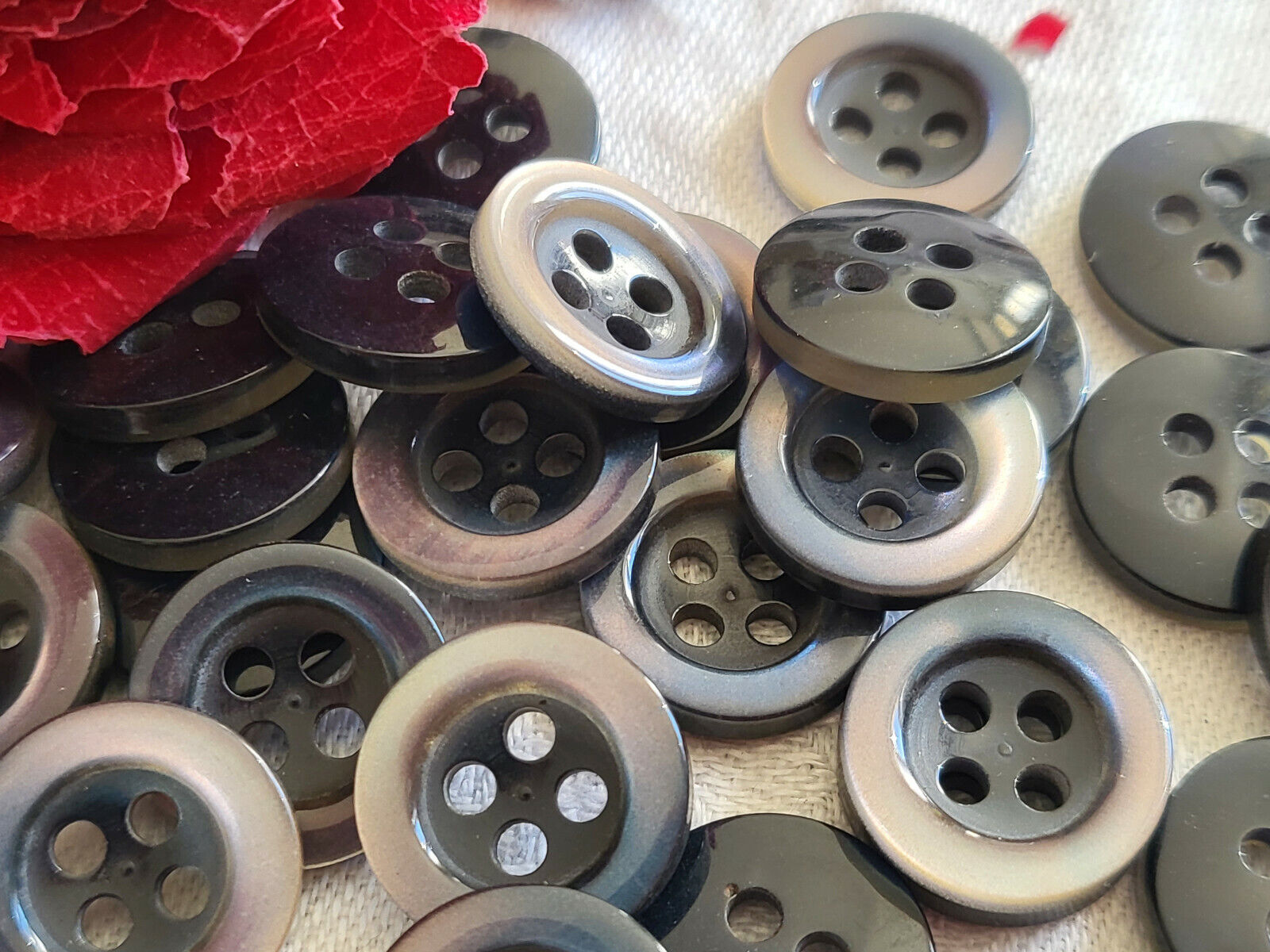 Lot 17 petits boutons vintage gris mordoré bleu rosé petits 1,4 cm ref 3253