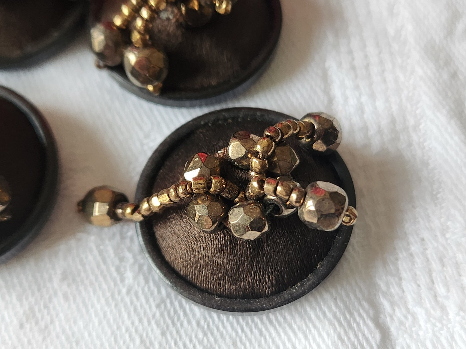 Collection lot 6 boutons  passementerie marron pendants perlé  2,4 cm ref 3569