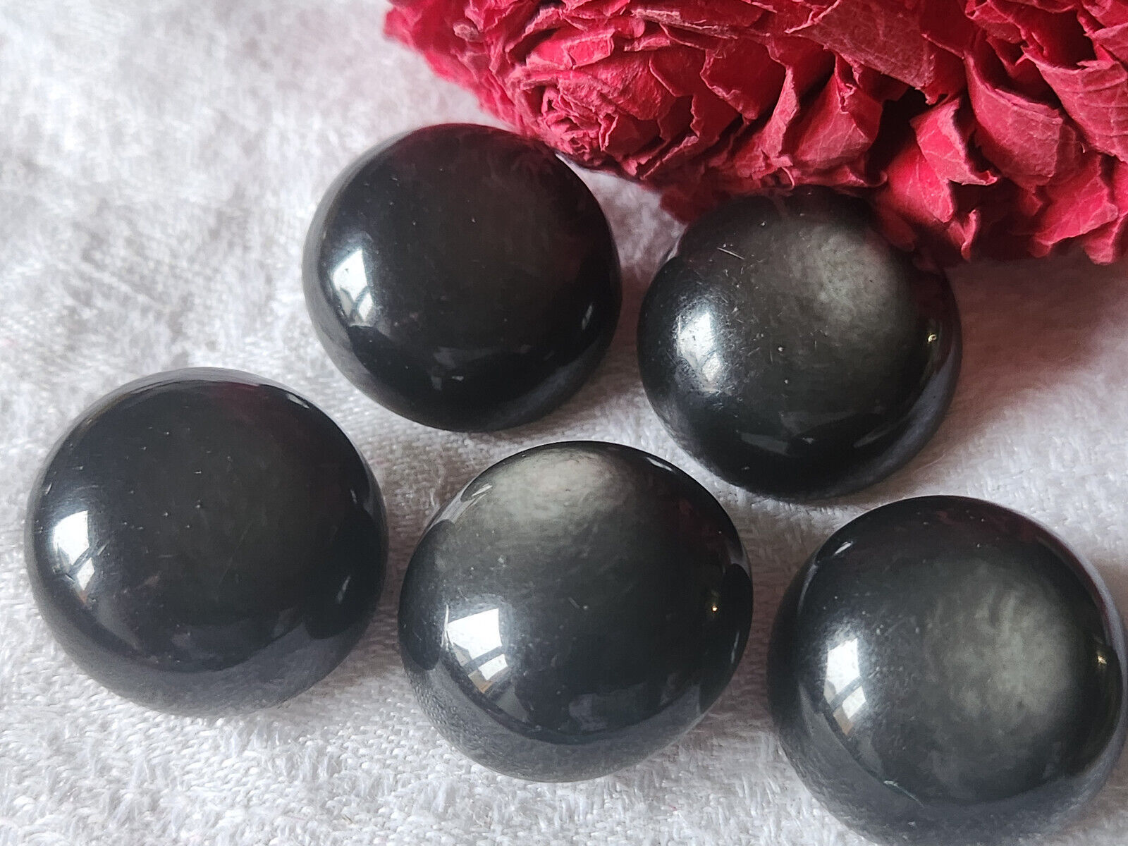 Lot 5 boutons vintage delmi sphere gris bombé 2,1 cm ref 569