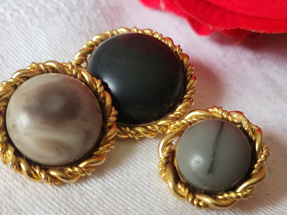 Trio bouton vintage en métal  pied 1,9 à 2,5 cm ref 3572