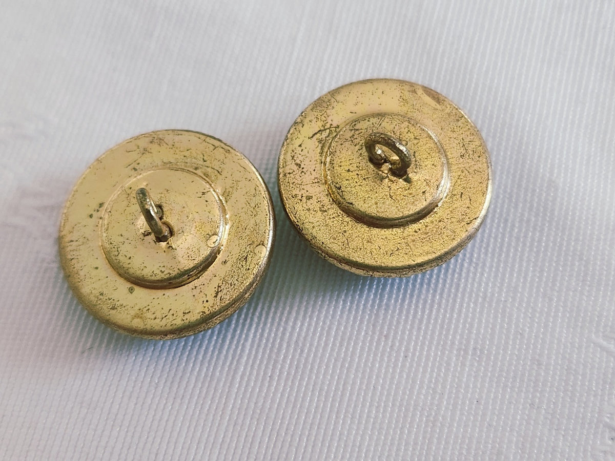 Collection duo boutons anciens effet mosaique vert pied métal 1,8 cm D18A