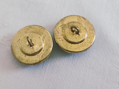 Collection duo boutons anciens effet mosaique vert pied métal 1,8 cm D18A