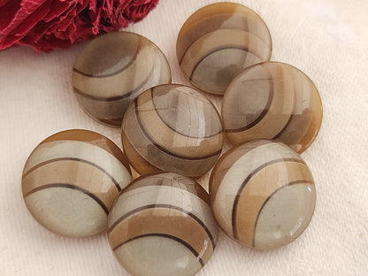 Lot 7 boutons vintage marron inclusion pied 1,8 cm ref 176