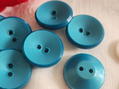 Lot 10 boutons vintage bleu canard texturé à trous  2,2 cm ref 6298