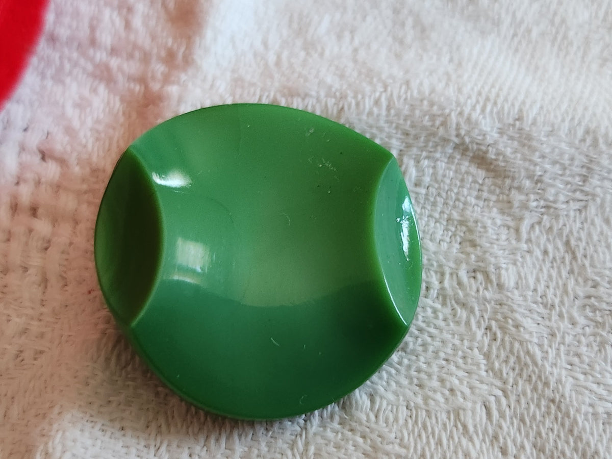Gros bouton ancien en verre vintage vert 2,6 cm 26 mm G16J