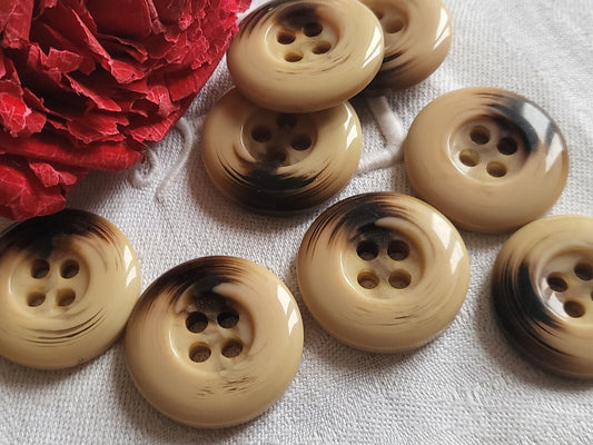 Lot 6 boutons vintage beige marron vague gros veste trous  2,8 cm ref  2480