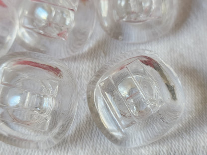 Lot 6 gros boutons en verre anciens vintage transparent 2,1 cm ref 2792