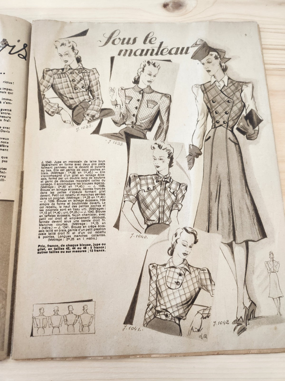 Mode du jour 1939 n°971 deux tissus c chic  robes garnies de tricot