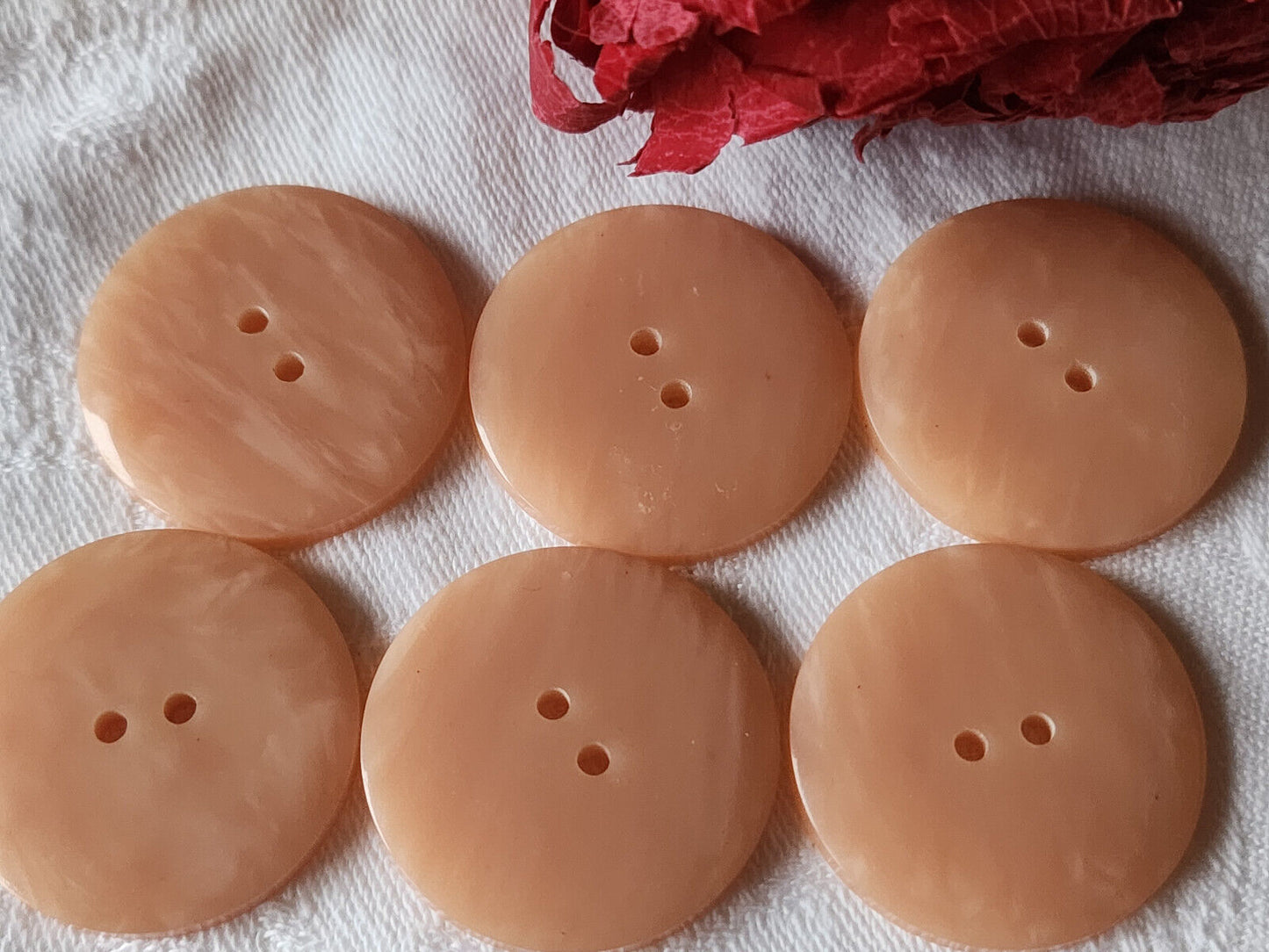 Lot 6 gros boutons anciens rose marbré lisse trous3,1 cm ref 1065