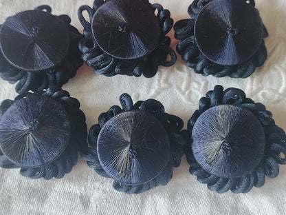 Haute couture lot 6 gros bouton ancien bleu passementerie 3,3 cm ref  3932